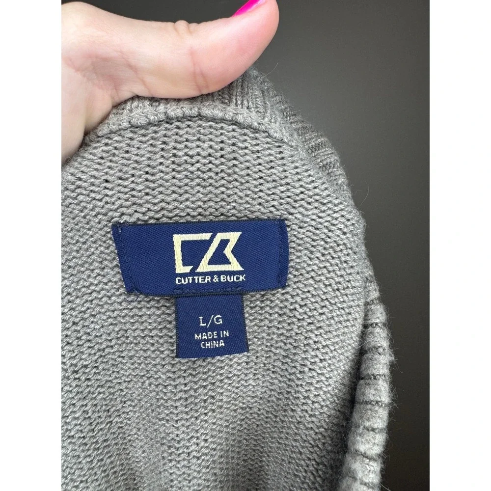 Cutter & Buck Mens Taupe Gray Cashmere Angora Blend Quarter Zip Sweater Large